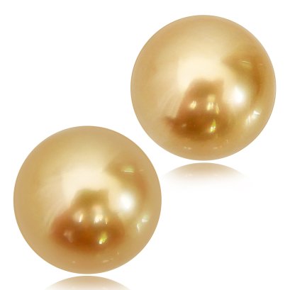 (GIA) 11.53 x 11.24 mm and 11.46 x 11.31 mm Pair Gold South Sea Pearl