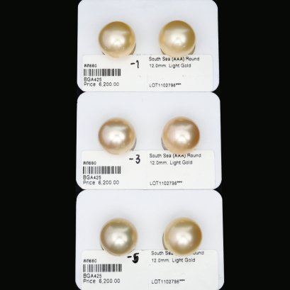 Approx. 12.0 mm, Gold South Sea Pearl, Pair Loose Pearls