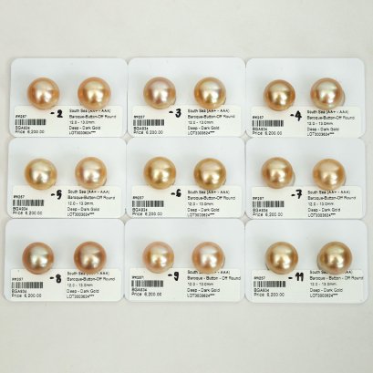 Approx. 12.0-13.0 mm, Gold South Sea Pearl, Pair Loose Pearls