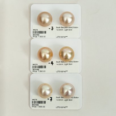 Approx. 14.0 mm, Gold South Sea Pearl, Pair Loose Pearls
