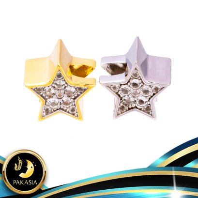 อะไหล่ตัวเรือนชาร์ม Stopper ดาวประดับพลอยแท้ White Topaz ตัวเรือนขนาด 1.0 cm. ใช้สวมใส่ร่วมกับกำไล Collection PAKASIA ตัวเรือนวัสดุเงินแท้ 925 ตัวเรือนมี 2 สีให้เลือกคือ สีทอง และสีทองคำขาว