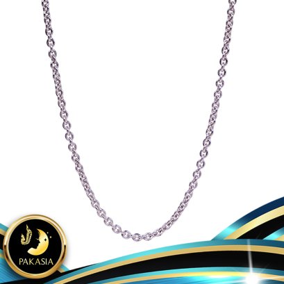 อะไหล่สร้อยคอเปล่า ลาย Zero Cable Chain กลม เล็ก หนา 1.2 mm กว้าง 4.3 mm ความยาวรวมสร้อยปรับระดับ 19.5" ตัวเรือนสร้อย ตะขอก้ามปู พร้อมโซ่ปรับระดับ เงินแท้ 92.5 ชุบทองคำขาว