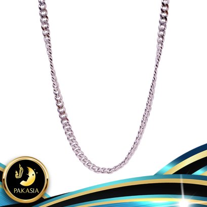 อะไหล่สร้อยคอเปล่า ลาย Flat Cable Chain ใหญ่ หนา 2.7 mm กว้าง 7 mm ความยาวรวมสร้อยปรับระดับ 19.5" ตัวเรือนสร้อย ตะขอก้ามปู พร้อมโซ่ปรับระดับ เงินแท้ 92.5 ชุบทองคำขาว