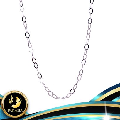 อะไหล่สร้อยคอเปล่า ลาย Zero Cable Chain ใหญ่ หนา 0.4 mm กว้าง 6 mm ความยาวรวมสร้อยปรับระดับ 19.5" ตัวเรือนสร้อย ตะขอก้ามปู พร้อมโซ่ปรับระดับ เงินแท้ 92.5 ชุบทองคำขาว