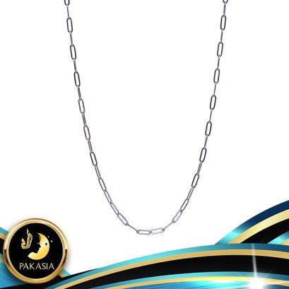 อะไหล่สร้อยคอเปล่า ลาย Cable Chain หนา 0.6 mm กว้าง 3.4 mm ความยาวรวมสร้อยปรับระดับ 19.5" ตัวเรือนสร้อย ตะขอก้ามปู พร้อมโซ่ปรับระดับ เงินแท้ 92.5 ชุบทองคำขาว