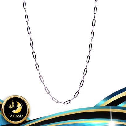 อะไหล่สร้อยคอเปล่า ลาย Cable Chain ใหญ่ หนา 0.7 mm กว้าง 4.2 mm ความยาวรวมสร้อยปรับระดับ 19.5" ตัวเรือนสร้อย ตะขอก้ามปู พร้อมโซ่ปรับระดับ เงินแท้ 92.5 ชุบทองคำขาว