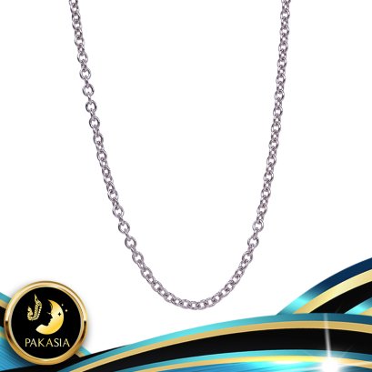 อะไหล่สร้อยคอเปล่า ลาย Zero Cable Chain กลม ใหญ่ หนา 1.2 mm กว้าง 5.3 mm ความยาวรวมสร้อยปรับระดับ 19.5" ตัวเรือนสร้อย ตะขอก้ามปู พร้อมโซ่ปรับระดับ เงินแท้ 92.5 ชุบทองคำขาว