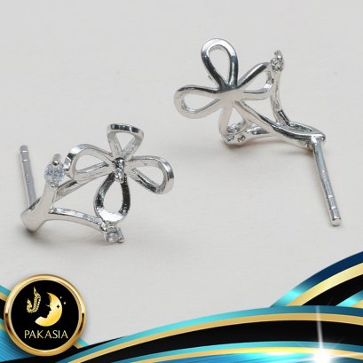 อะไหล่ตัวเรือนต่างหูไข่มุก กิ่งเพชร ตัวเรือนขนาด 1.0 x 1.2 cm. วัสดุตัวเรือนเงินแท้ 925 ประดับเพชร CZ ตัวเรือนมี 3 สีให้เลือก คือชุบสีทอง ชุบสีทองคำขาว และชุบสี Pink Gold