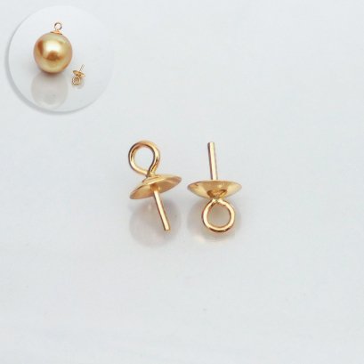 18K Gold, Pearl Drop, Plain Cup with Bail