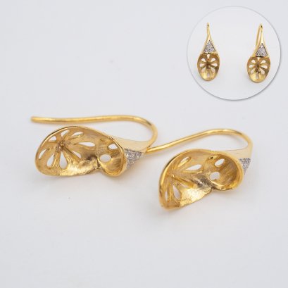 S925,ฺ Fish Hooks Spoon with Hoodie CZ Pearl Earrings