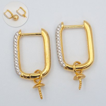 S925,ฺ Princes Style Latch Back with Jacket Pearl Drop Earrings