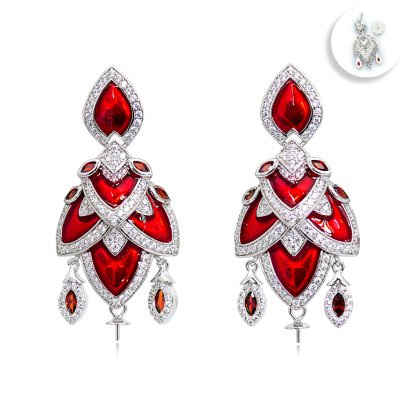 S925, Oriental Festival, Earrings Setting