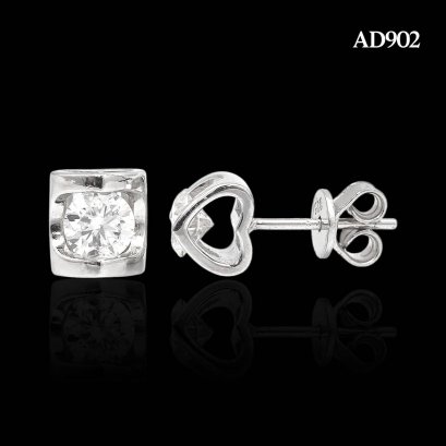 (GRA) Moissanite (1.0ct.), Round Cut, Heart Stud Earrings