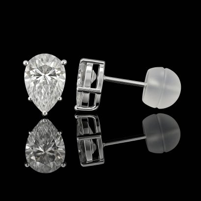 (IGI) Laboratory Grown Diamond (Round, D, VVS2, 1.11ct.)x2, Five Prongs Pear Brilliant Diamond Stud Earrings