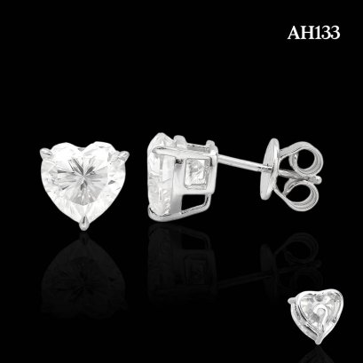 (GRA), Moissanite Heart Cut (4.0ct/D/VVS1/Ex) Three Prongs with Hook Solitaire Moissanite Stud Earrings