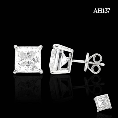 (GRA), Moissanite Princess Cut (6.0ct/D/VVS1/Ex) Four Prongs with Hook Solitaire Moissanite Stud Earrings