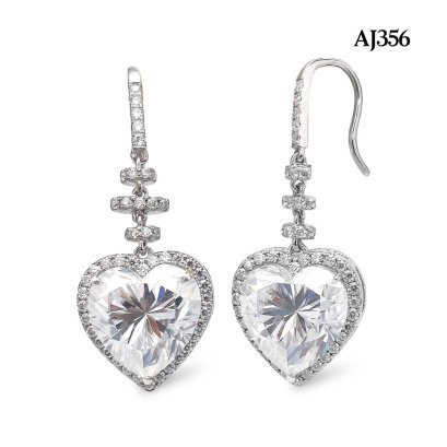 S925,  Moissanite Heart Shape Fish Hooks Earrings