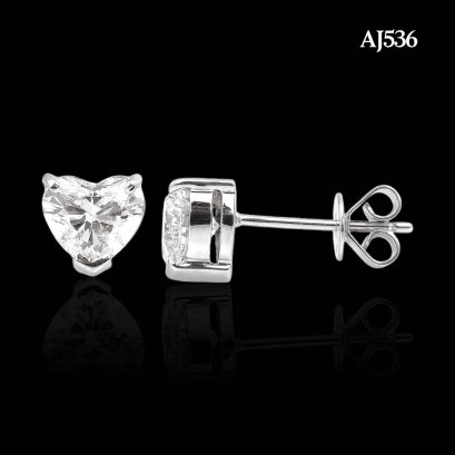 (IGI) Laboratory Grown Diamond (Heart Brilliant, D, VVS1&VVS2, 1.15&1.20ct.), Three Prongs Solitaire Diamond Stud Earrings