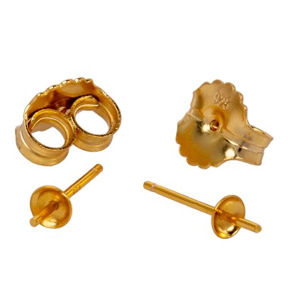 (ราคาต่อคู่) อะไหล่ตัวเรือนต่างหู Stud ไข่มุกเม็ดเดี่ยว ก้านต่างหูยาวประมาณ 1 cm จานรองมุกกว้าง 4 mm ทับหลังต่างหูแบบ Butterfly ขนาดเส้นผ่านศูนย์กลาง 10 mm