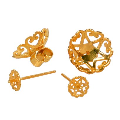 อะไหล่ตัวเรือนต่างหู Stud ติดหูทองแท้ 9K