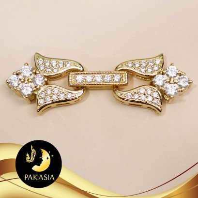 ตะขอทิวลิป (กลาง) ประดับเพชร Silver Plating Gold [ CZ  ] / H0056