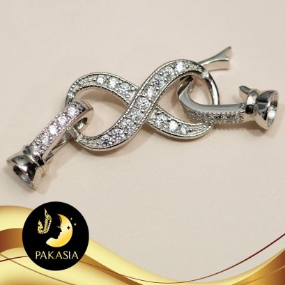 ตัวเรือนตะขออินฟินิตี้ 1สายประดับเพชร Silver Plating White Gold [ CZ  ] / H0055