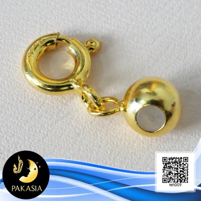 ตะขอสปริงกลมคล้องบอลล็อคซิลิโคน ใช้เป็นตะขอปรับความยาวของสร้อยปลายเข็ม ตัวเรือนเงินแท้ 92.5 ชุบทอง