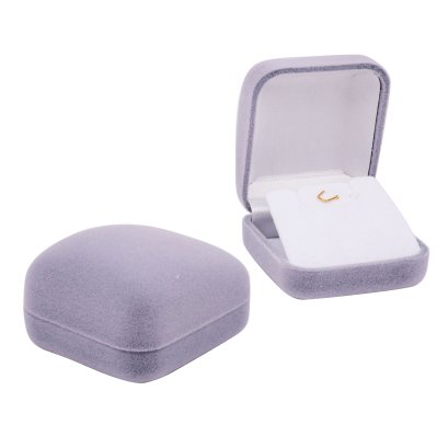 กล่องสร้อย , จี้ , ต่างหู กำมะหยี่ Ash gray (สีเทาควันบุรี่)