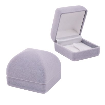 กล่องแหวนกำมะหยี่สี Ash gray (สีเทาควันบุรี่)