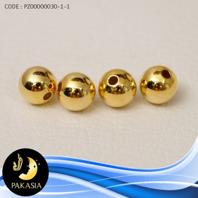 คั่นบอลเกลี้ยง จัดเซ็ต 4 เม็ด ขนาด 7 mm ขนาดรูเส้นผ่านศูนย์กลาง 2 mm ตัวเรือนเงินแท้ 92.5 ชุบทอง / M042