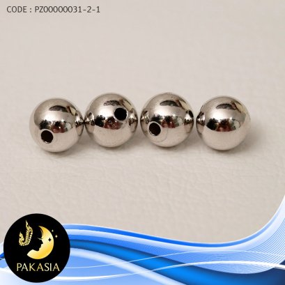 คั่นบอลเกลี้ยง จัดเซ็ต 4 เม็ด ขนาด 7 mm ขนาดรูเส้นผ่านศูนย์กลาง 2 mm ตัวเรือนเงินแท้ 92.5 ชุบทองคำขาว / M041