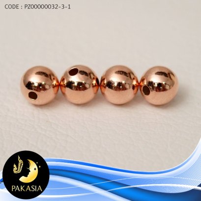คั่นบอลเกลี้ยง จัดเซ็ต 4 เม็ด ขนาด 7 mm ขนาดรูเส้นผ่านศูนย์กลาง 2 mm ตัวเรือนเงินแท้ 92.5 ชุบ Pink Gold / M043