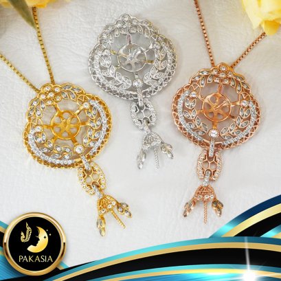 อะไหล่ตัวเรือนจี้หรีดมะกอกห้อยไข่มุก ไข่มุกทวิน ตัวเรือนจี้ เงินแท้ 92.5 ประดับพลอยแท้ White Topaz ขนาดความกว้าง 2.5 cm ยาว 4.5 cm ตัวเรือนมี 3 สีให้เลือก คือ สีทอง สีทองคำขาว และสี Pink Gold