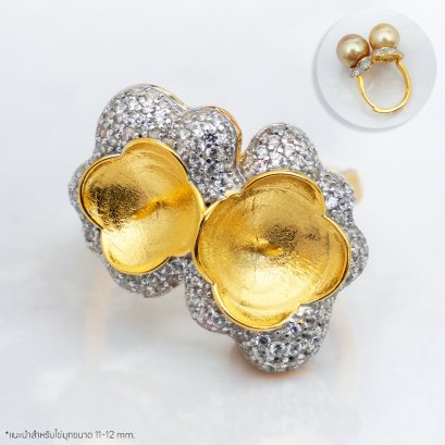 S925,ฺ Bulan Double Pearl Ring Setting