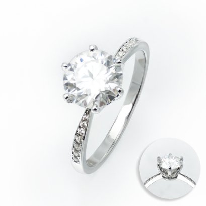 (GRA) 3.0 ct., Moissanite, Round Brilliant