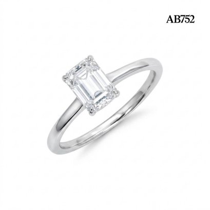 (GRA) 1.0 ct., Moissanite, Emerald Cut, Solitaire Moissanite Ring