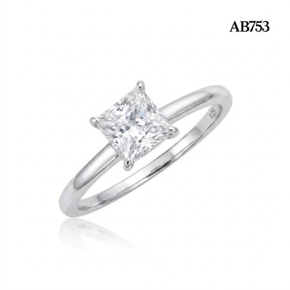 (GRA) 1.0 ct., Moissanite, Princess Cut, Solitaire Moissanite Ring
