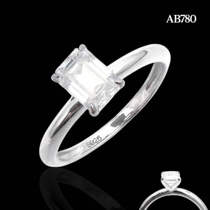 (GRA) Four Prongs Emerald Cut Moissanite (1.0ct.) Four Prongs Ring