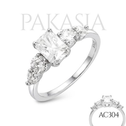 (GRA), Moissanite Radiant Cut (1.0ct/D/VVS1/Ex) Five Stones Ring
