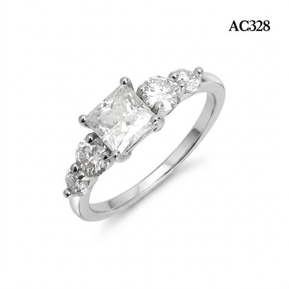(GRA), Moissanite Princess Cut (1.0ct/D/VVS1/Ex) Five Stones Moissanite Ring