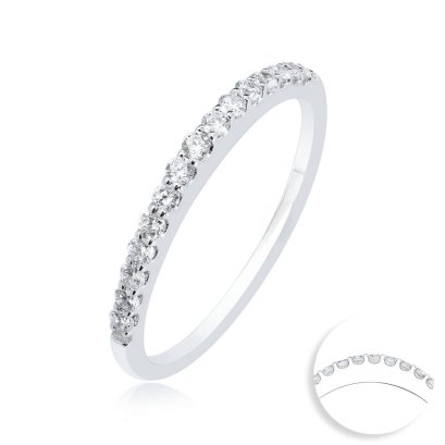 9K Gold, Lab Grown Diamond (0.233ct ), Half Diamond Paved Band Ring