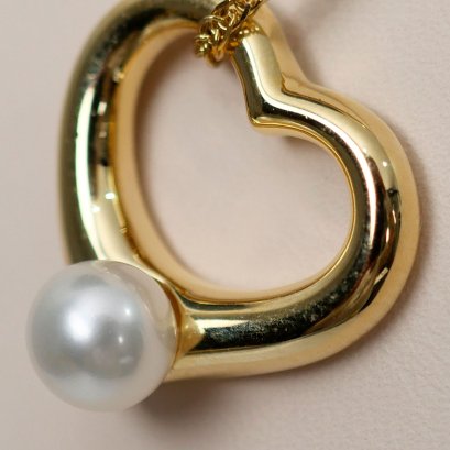 (ไม่รวมสร้อย) จี้หัวใจ   [เงินชุบทอง] มุกแท้น้ำจืดเซมิขาว AAA ขนาด 5-6mm. / SN060YP468