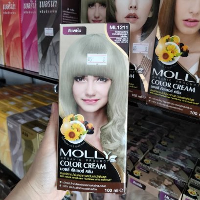 สีย้อมผม มอลลี่ ML1211 สีบลอนด์สว่างพิเศษประกายเขียวหม่น ขนาด 100มล.