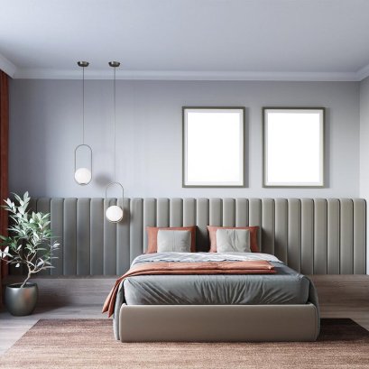 ห้องนอนโทนสีเทาในสไตล์โมเดิร์น