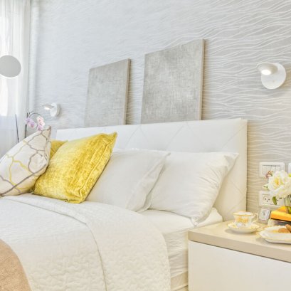 บ้านตัวอย่างแต่งด้วยวอลเปเปอร์ติดผนังเสริมฮวงจุ้ย