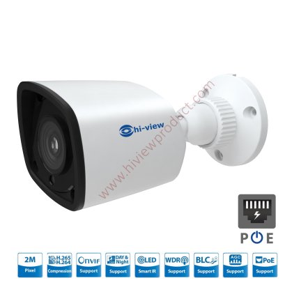 HP-97B20PE กล้องวงจรปิดไฮวิว ระบบไอพี 2 ล้านพิกเซล ใช้งานภายนอกและภายใน Hiview Bullet IP Camera PoE 2 MP