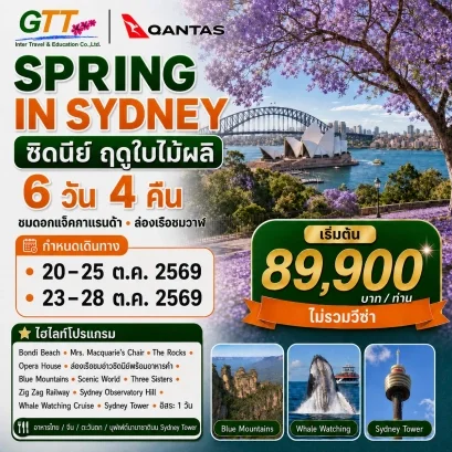 ทัวร์ออสเตรเลีย ซิดนีย์ ชมดอกแจ็กกาแรนดา บลูเมาท์เท่นส์ 6 วัน 4 คืน