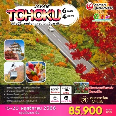 ทัวร์ญี่ปุ่น โทโฮคุ 6 วัน 4 คืน สายการบินเจแปนแอร์ไลน์