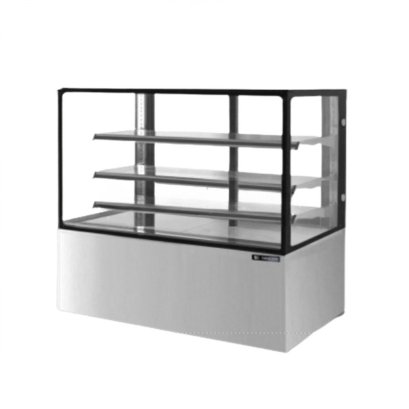 ตู้โชว์เค้กกระจกตรง 3 ชั้นวาง กว้าง 150 ซม. สีสแตนเลส SANDEN 25.2 คิว SKR-1503G