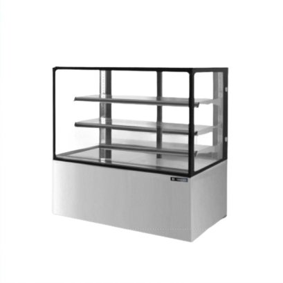 ตู้โชว์เค้กกระจกตรง 3 ชั้นวาง กว้าง 120 ซม. สีสแตนเลส SANDEN 19.4 คิว SKR-1203G